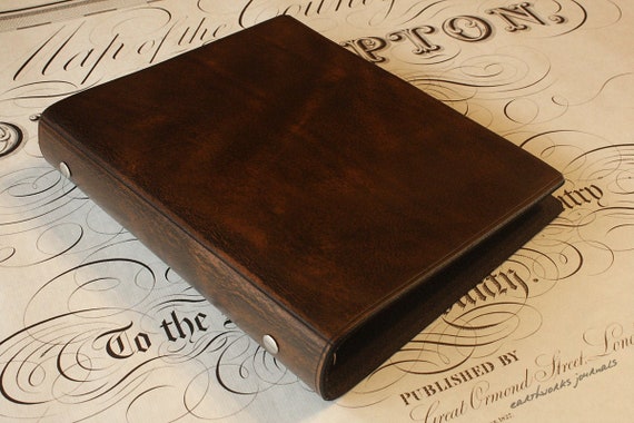 A5 Dark Brown Leather 6 Ring Binder, Full Grain Leather Presentation Folder, Planner, A5 Filofax Compatible Organiser, Free Personalisation