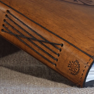 A4, Large, Leather Bound Journal, Ammonite, Sacred Geometry, Logarithmic Spiral, Brown Leather, Nature Book, Leather Diary, Personalized. image 4