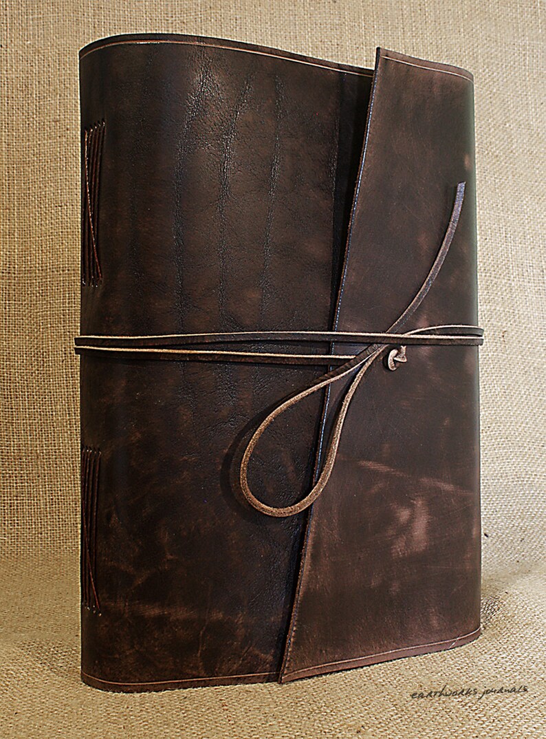 Large Leather Bound Journal in Distressed Dark Brown A4 | Etsy