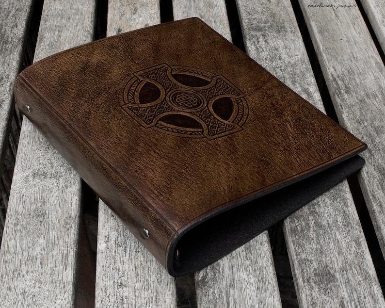 A5 Dark Brown Leather 6 Ring Binder Celtic Cross Filofax Etsy