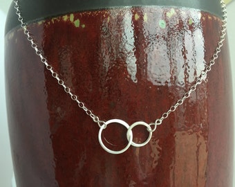 Sterling Double Hoop Necklace, Infinity Eternity Karma Necklace, Sterling Silver Circle Link Sister Necklace, Best Friend, Mothers Day