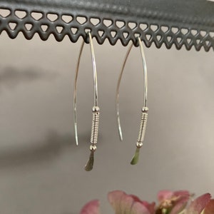 Sterling Silver Threader Earrings, Sterling Wishbone Earrings, Unique Handmade Earrings, Thin Open Hoops, Wire Wrapped Earrings