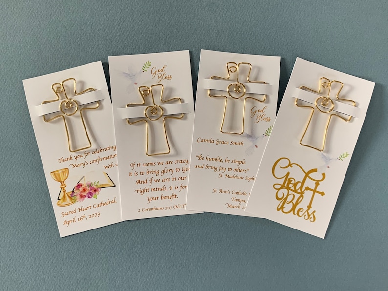 Personalized Confirmation Gifts, Favors for Communion and Confirmation, Religious Gifts, Cross Bookmarks image 10