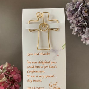 Personalized Confirmation Gifts, Favors for Communion and Confirmation, Religious Gifts, Cross Bookmarks image 1