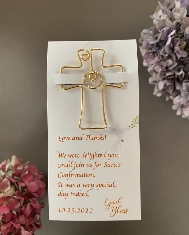 Personalized Confirmation Gifts, Favors for Communion and Confirmation, Religious Gifts, Cross Bookmarks image 1