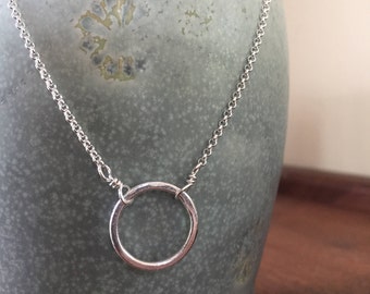 Silver Hoop Infinity Necklace, Minimalist Sterling Silver Eternity Circle, Simple Hoop Necklace, Sisters, Best Friend Gift, Bridesmaid Gifts