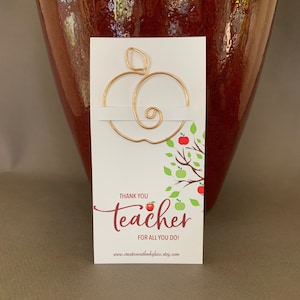 Thank You Teacher Gift, Teacher End of Year Gift, Apple Bookmark, Favorite Teacher Present, Teacher Appreciation Gift