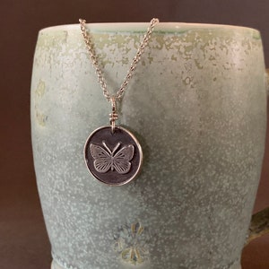 Butterfly Necklace, Sterling Silver Butterfly Charm, Spirit Animal, Vintage Finish, Boho Jewelry image 6