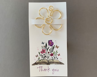 Regalo de agradecimiento, Tarjeta de agradecimiento, Marcapáginas metálico, Pequeño detalle de agradecimiento, Marcapáginas en forma de corazón, Regalo de gratitud