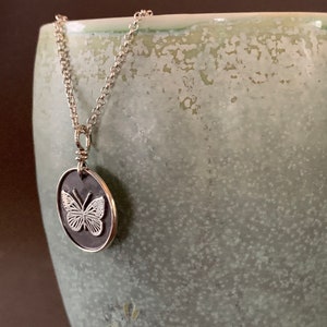 Butterfly Necklace, Sterling Silver Butterfly Charm, Spirit Animal, Vintage Finish, Boho Jewelry image 5