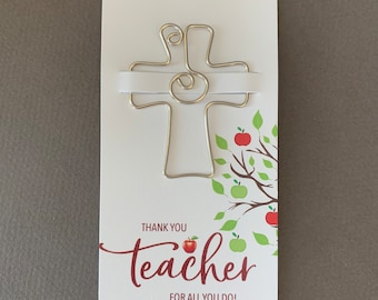 Religion Teacher Gift, Cross Bookmark, Thank You Teacher Gift, Teacher End of Year Gift, Religious Present, Teacher Appreciation Gift