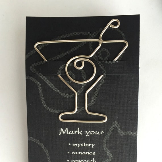 Martini Bookmark, Unique Wire Bookmark, Martini Lover Gift, Book Club, Shower Favor, Handcrafted, Free Shipping!!