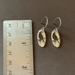 Bird Earrings, Sterling Silver Black Bird, Oval Earrings, Bird on a Wire, Hand Forged Metal Jewelry, Handmade Ear Wires image 6