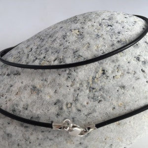 20&quot; Black Leather Cord Necklace 1.5mm, Sterling Silver Lobster Clasp, Pendant Cord Necklace, Made in USA