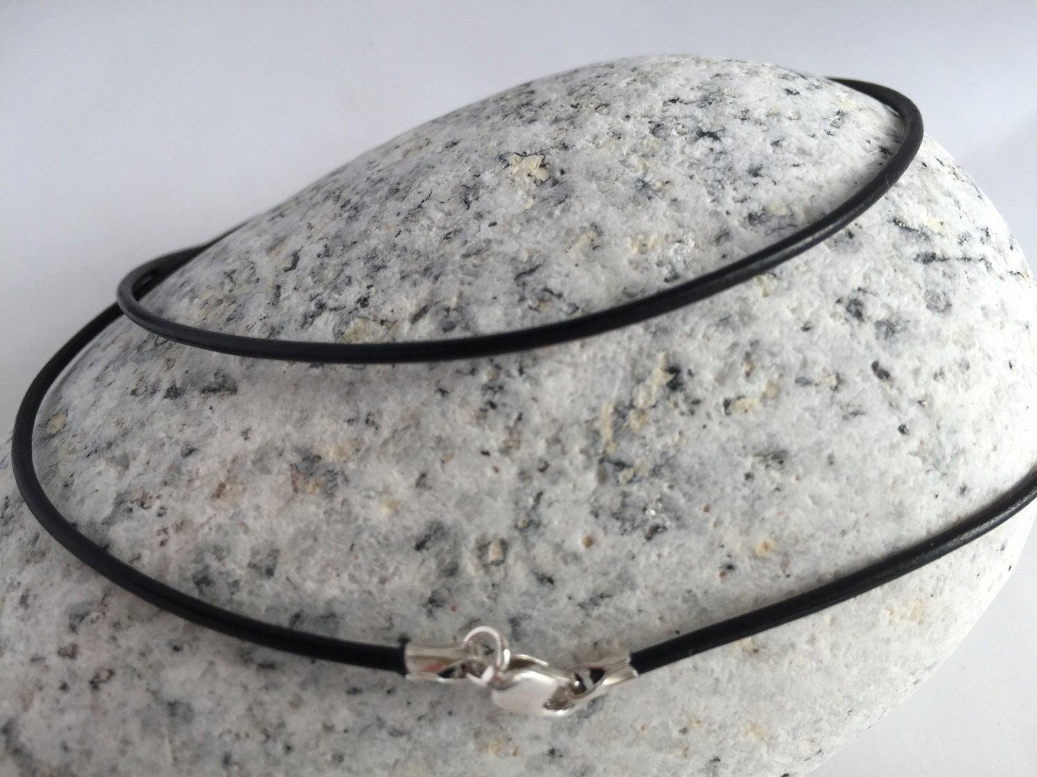 20 Black Leather Cord Necklace 1.5mm Sterling Silver Etsy