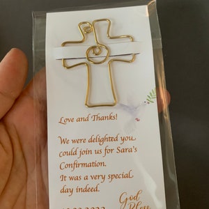 Personalized Confirmation Gifts, Favors for Communion and Confirmation, Religious Gifts, Cross Bookmarks image 8