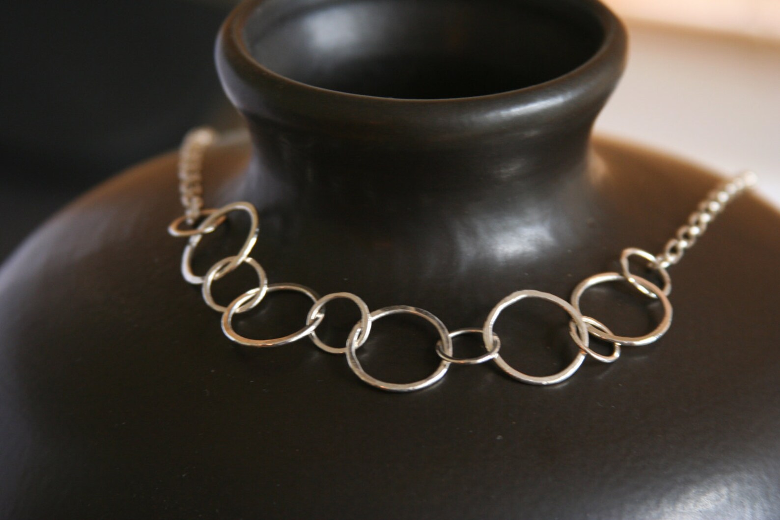 Silver Hoop Necklace Sterling Multi Hoop Necklace Link Etsy