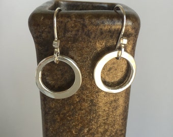 Small Sterling Silver Hoop Earrings, Minimalist Earrings, Hand Forged Metal Hoop Earrings, Simple Classic Earrings