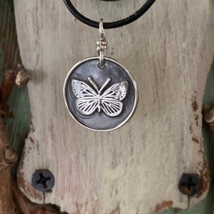 Butterfly Necklace, Sterling Silver Butterfly Charm, Spirit Animal, Vintage Finish, Boho Jewelry image 7