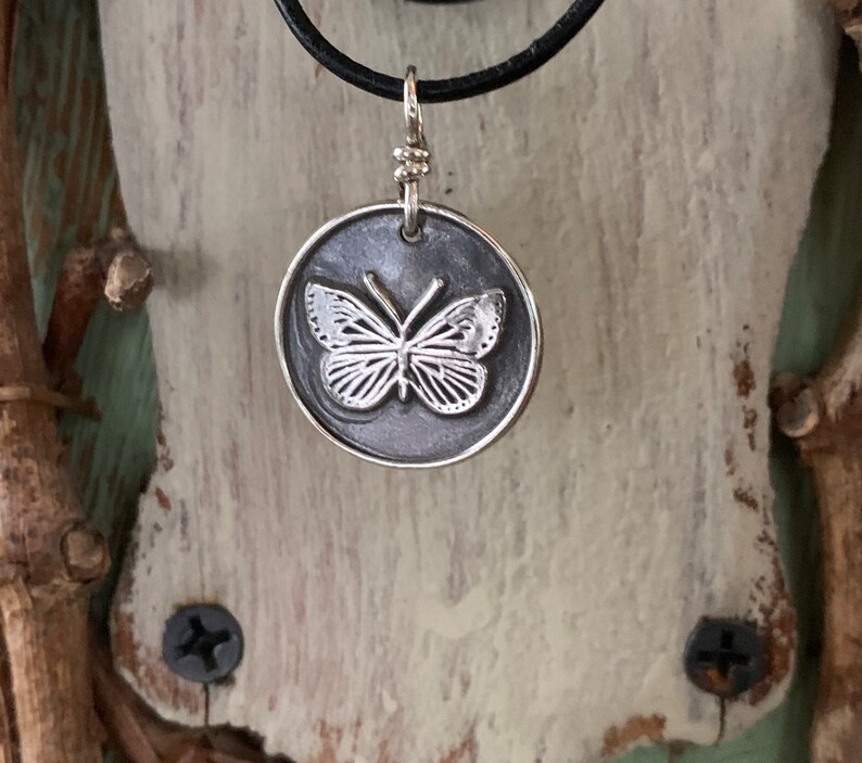 Butterfly Necklace, Sterling Silver Butterfly Charm, Spirit Animal, Vintage Finish, Boho Jewelry image 7