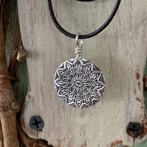 Mandala Necklace, Sterling Silver Mandala Pendant, Boho Jewelry, Circle Mandala, Spiritual Necklace, Yoga Gift