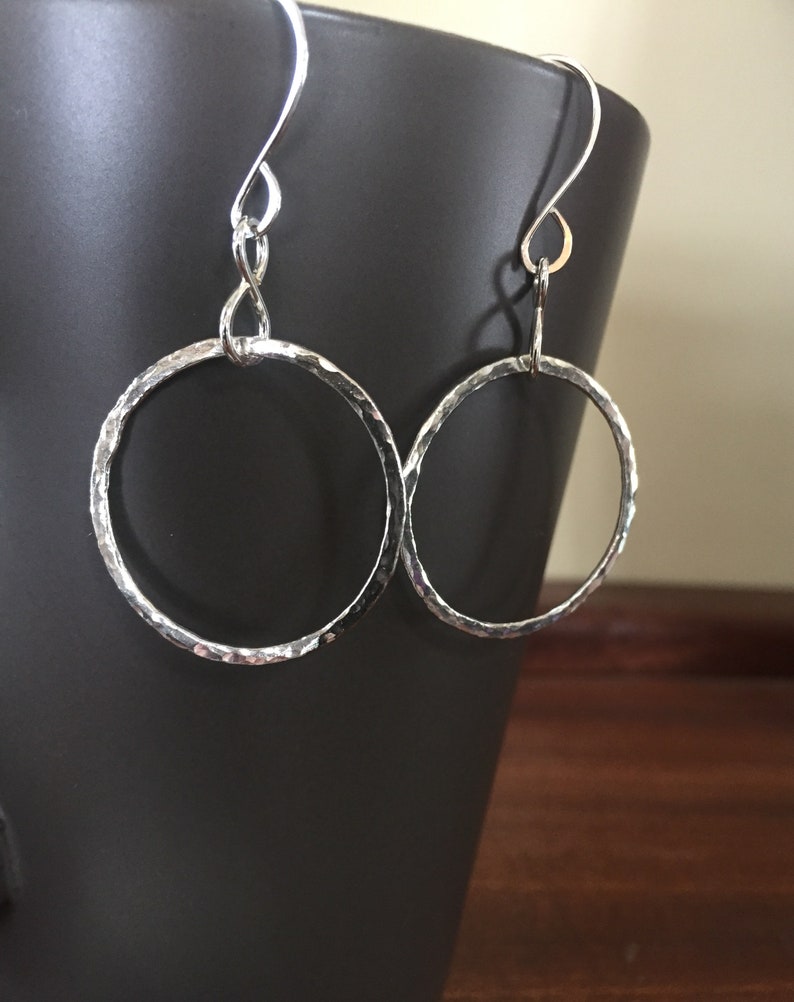 Sterling Silver Hoop Earrings Hammered Hand Metal Etsy