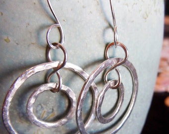 Sterling Silber Doppel Creolen, Handgemachte Silber Creolen
