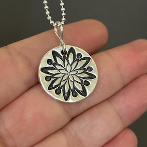 Mandala Necklace, Sterling Silver Mandala Pendant, Boho Jewelry, Circle Mandala, Spiritual Necklace, Yoga Gift