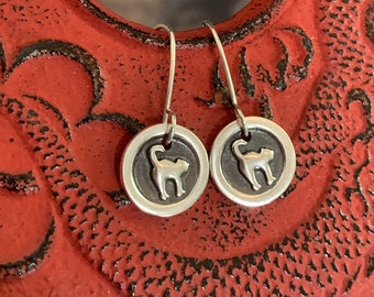 Sterling Silber Katzen Ohrringe, Katze Charm Ohrringe, Gruseliger Halloween Schmuck, KatzenKostüm Ohrringe, Lustige Charm Ohrringe