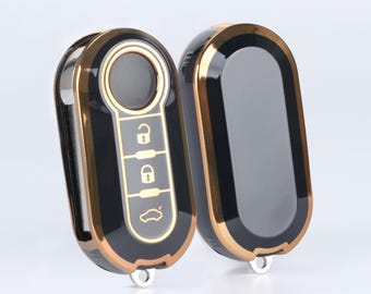 Cover Chiave Auto, Custodia Morbida in TPU Protezione Completa per Fiat 500 500L Brava Bravo Doblo Ducato Fiorino Punto Panda Stilo Lancia Portachiavi a 3 Pulsanti