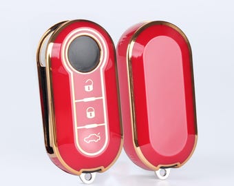 Cover Chiave Auto, Custodia Morbida in TPU Protezione Completa per Fiat 500 500L Brava Bravo Doblo Ducato Fiorino Punto Panda Stilo Lancia Portachiavi a 3 Pulsanti