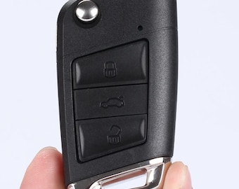 キーフォブケース Vw Volkswagen Golf 7 GTI MK7 Passat b5 b6 polo Touran Jetta Skoda Seat 車のキー 3ボタン 折りたたみ式 リモコン交換用
