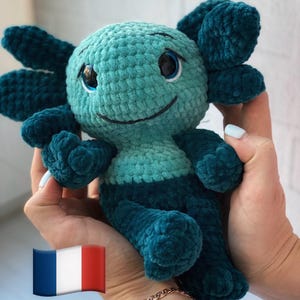 チュートリアル PDF Axolotl Kawaii – パトロン DIY 簡単な子供たちとデビュー者 – Activité créative à imprimer