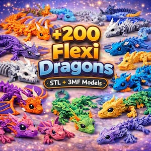 Flexi Dragon STL Bundle | 3D Print Articulated Dragons (Digital Download)