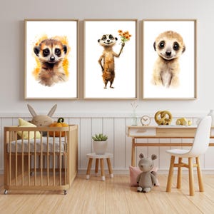 Poster Druck A4 / Erdmännchen / Safari / süße Tiere / Blume / Wanddekoration / Deko / Kinderzimmer / Geschenk / Boho / Kindergeburtstag
