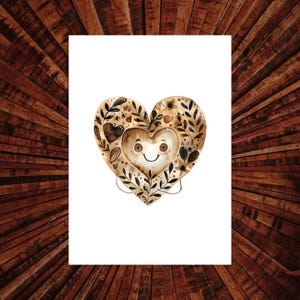 Poster Druck A5 / Kaffee / Koffein / Kaffeeherz / Kaffeeliebhaber / Café / Aquarell / Sommerlich / Wandbild / Wanddekoration / Dekoration