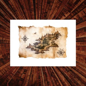 Poster Druck A5 / Landkarte / Candystore / Vögelchen auf Ast / Süßigkeiten / Aquarell / Sommerlich / Wandbild / Wanddekoration / Dekoration