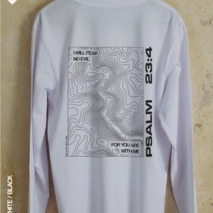 Psalm 23 Map Langarmshirt | Bibel Vers Druck | Schrift-Shirt | Christliche Unisex-Kleidung | Christliche Schrift Geschenk | Psalm Kunst Geschenk