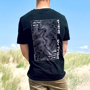 Camiseta con el mapa del Salmo 23, estampado de versículos bíblicos, camiseta de las Escrituras, ropa cristiana unisex, regalo de las Escrituras cristianas, camiseta de adoración, arte de los Salmos