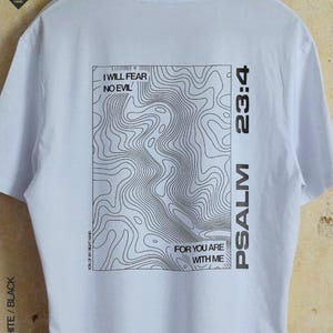 Camiseta com o mapa do Salmo 23 | Estampa de versículos da Bíblia | Camiseta com as escrituras | Vestuário cristão unissex | Presente com as escrituras cristãs | Camiseta de adoração | Arte com os salmos