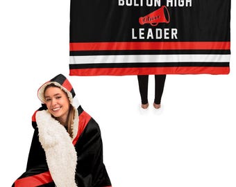 Customizable Hooded Sherpa Blanket, Personalized Sports Jersey Gift
