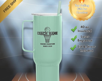 Custom Tumbler For Coach, 40oz Engraved Tumbler, Personalized Coach Appreciation, Basketball Coach Gift, Custom Travel Mug, Custom Mug