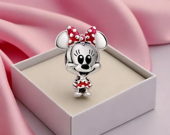 Minnie Mouse Charm, Sterling Silver Dotted Dress & Bow