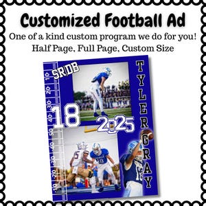 Personalized Template Senior Yearbook Program Ad Full half quarter page Football ad yearbook ad Cheerleader program ad all colors customized