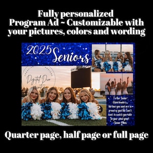 Personalized Template Senior Yearbook Program Ad Full half quarter page Football ad yearbook ad Cheerleader program ad all colors customized