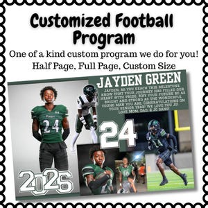 Personalized Template Senior Yearbook Program Ad Full half quarter page Football ad yearbook ad Cheerleader program ad all colors customized