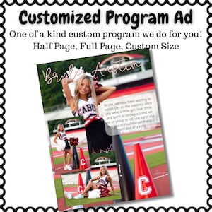 Personalized Template Senior Yearbook Program Ad Full half quarter page Football ad yearbook ad Cheerleader program ad all colors customized