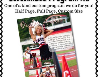 Personalized Template Senior Yearbook Program Ad Full Half Quarter Page ...
