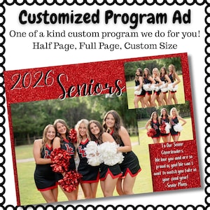Personalized Template Senior Yearbook Program Ad Full half quarter page Football ad yearbook ad Cheerleader program ad all colors customized