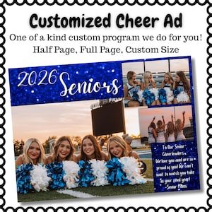 Personalized Template Senior Yearbook Program Ad Full half quarter page Football ad yearbook ad Cheerleader program ad all colors customized